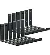 HEART ART Black Shelf Bracket 12 inch, Shelf Bracket 12 Pack,J Metal Heavy Duty Shelf Support Bra...