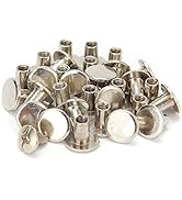 Weebee 100 Sets Chicago Screws for Leathercraft Round Flat Head Metal Buttons Studs Rivets Screwb...