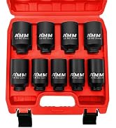 AMM 9PCS 1/2" Drive Deep Impact Socket Set, Metric Spindle Axle Nut Impact Socket, 6 Point, CR-MO...