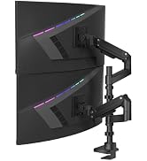 WALI Dual Monitor Mount for Ultrawide Heavy Duty Curved Monitor Stacking, Dual Monitor Arms Fits ...