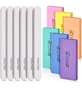 Nail Files and Buffers Set with 6PCS Rectangular Buffers and 6PCS White 100 180 Grit Files, Profe...