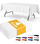 Niuara White Table Cloth Rectangle Table 4 Pack, 54''×108'' White Tablecloth for 6ft Tables, Plas...