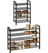 STORAGE MANIAC 5-Tier Expandable Shoe Rack, 20 Pairs Adjustable Shoe Shelf for Closet, Entryway, ...