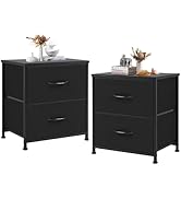 DUMOS Nightstand Set of 2, Small Dresser with 2 Fabric Drawers Side Bedroom End Table Kids Bedsid...