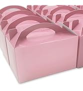 TIMESEEK 30-Pack Blush Pink Gable Treat Boxes with Handles - 6" Pop-Up Party Favor Gift Boxes for...