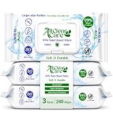 All Clear Care Baby Wipes, Unscented for Sensitive Skin, Large Soft Durable & 99% Water Based, Ge...