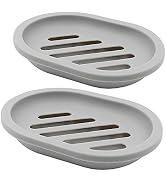 Topsky 2-Pack Soap Dish with Drain, Soap Holder & Saver, Easy Cleaning, Dry, Stop Mushy Soap (Gray)
