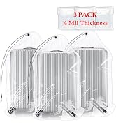 62x31 Inch Extra Large Clear Drawstring Plastic Bags 3 Pack(4 Mils), Dustproof Moistureproof Reus...