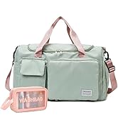 Gym Bag for Women, Overnight bag, Foldable Travel Duffel Bag, Dance Bag with Wet Pocket & Shoes C...