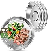 Offiper Deep Metal Dinner Plate, 4 Set 10.2 inch 304(18/8) Stainless Steel Plates, Reusable Lunch...