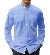 J.VER Men's Oxford Shirt Solid Casual Button Down Collar Shirts Long Sleeve Dress Shirts with Pocket