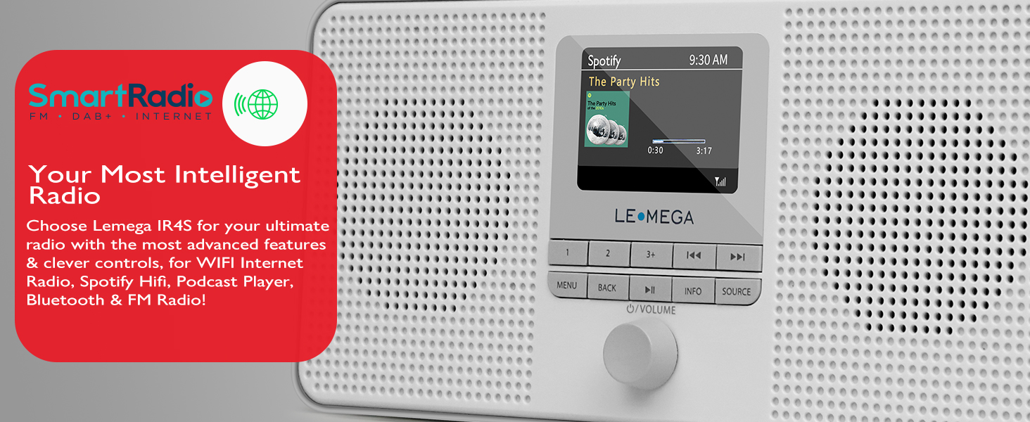 Portable Internet Radio, FM radio, Digital radio podcast player radio alarm clockradio retro radio