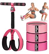 KUTIZE Pedal Resistance Band with Handle and Booty Bands Set for Women, 2 in 1 Fabric Exercise Ba...