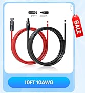 ECO-WORTHY 10FT 10AWG Solar Extension Cable 30A/1000V DC, IP67 Waterproof with Compatible Quick C...
