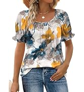 WIHOLL Womens Short Sleeve Square Neck Summer Tops Dressy Casual Blouses Trendy Clothes 2026