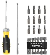 HAUTMEC 28 Pcs Magnetic Ratcheting Screwdriver Set, Multi-bit Screw Driver Set Including CRV Scre...