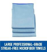 Unger Large Professional-Grade Streak-Free Microfiber Towels, 3 Pack - 18” x 18” Multi-Purpose We...
