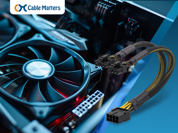 2-Pack PCIe 8 Pin to Dual 8 Pin (6+2) PCIe Power Adapter for GPUs - 9 Inches