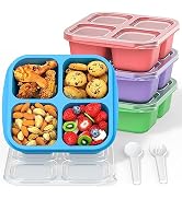 RGNEIN Bento Snack Boxes (4 Pack)- Reusable 4-Compartment Meal Prep Containers for Kids and Adult...