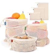 ENPOINT Pack of 6 Reusable Produce Bags Washable, 3 Sizes (2xS+2xM+2xL) Reusable Grocery Bags Hea...