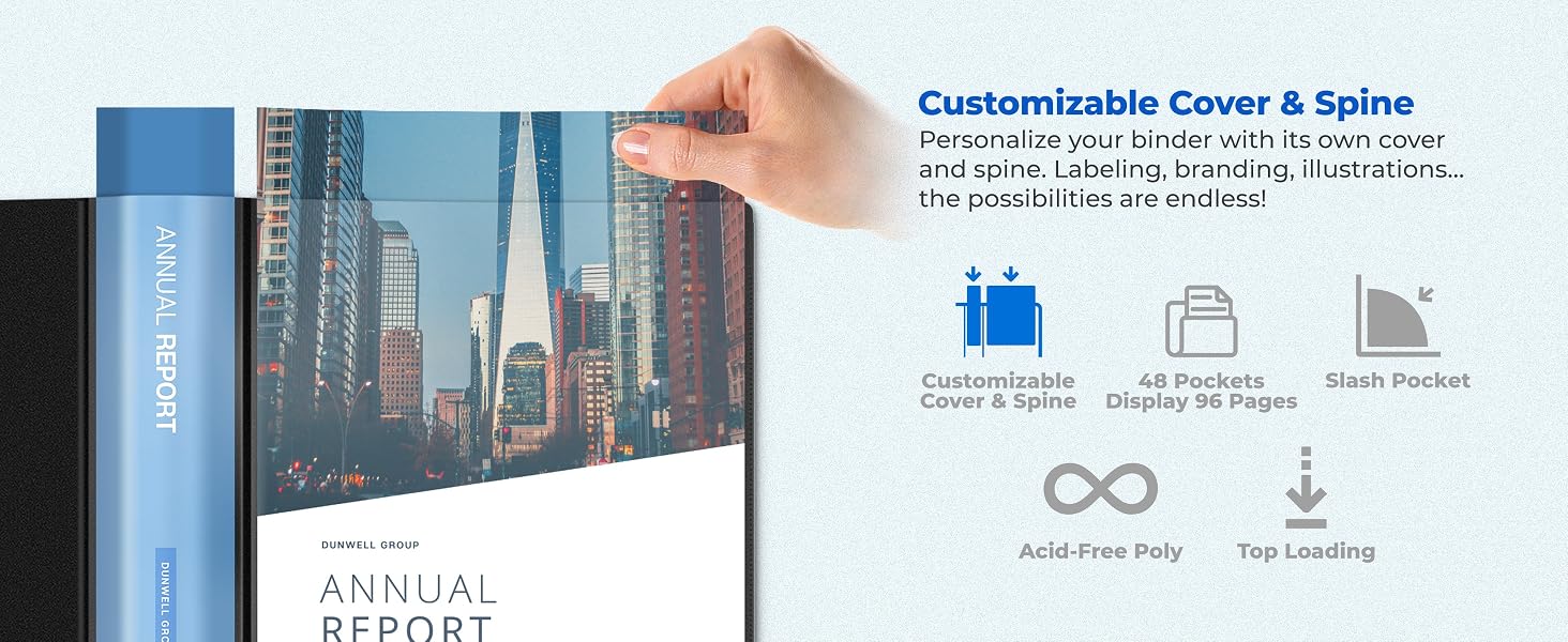 Dunwell Presentation Book 8.5x11 48-Pocket - Customizable Cover & Spine