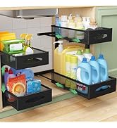 Under Sink Organizer, 2 Tier Pull out Cabinet Organizer Baskets with Mesh Sliding Drawers, Slide ...