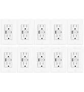 Greencycle 15 Amp GFCI Outlet with USB C & USB A Ports,10PK Self Test GFCI Electrical Outlet Comb...