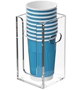 WINFFOR Disposable Cup Organizer Dispenser - Clear Acrylic Cup and Lid Holder with Handles Plasti...