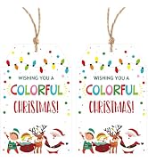 Christmas Gift Tags Merry Christmas Gift Tags with String 50 PCS Xmas Light Gift Tags Holiday Des...