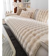 Huierxun Faux Fur Couch Cover Sofa Covers Bubble Plush Sectional Couch Cover Fluffy Fuzzy Sofa Co...