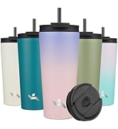 Konokyo 22 OZ Insulated Tumbler with Lid and 2 Straws Stainless Steel Water Bottle Vacuum Travel ...