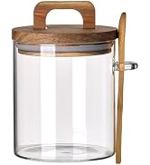 Coriario 27 OZ Glass Jar with Airtight Lid Spoon Clear Glass Coffee Jars Wooden Handle Lids Wide ...