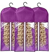 3PCS Wig Bags Storage with Hanger Wig Holder Wig Hanger for Multiple Wigs Portable Hair Extension...