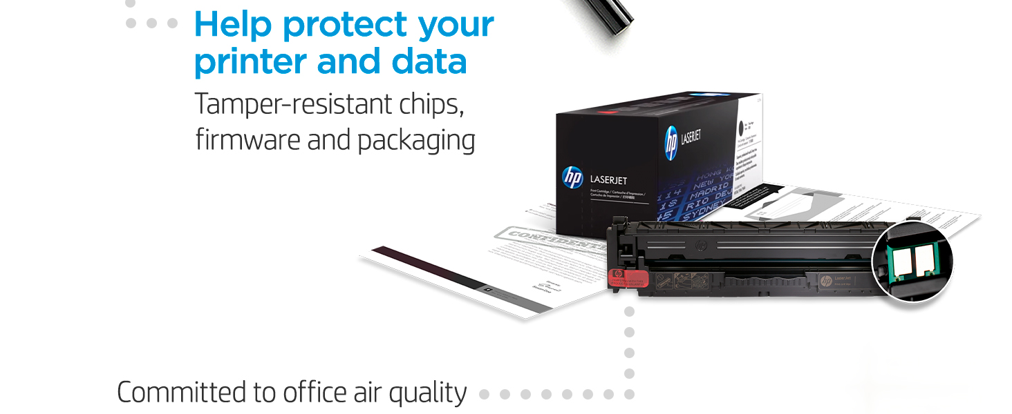 original hp toner print sharp black text recycled cartridges high air quality secure printing