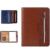 SAYEEC Leather Portfolio Notebook Binder with Calculator A5 6 Ring Refillable Budget Planner Bind...