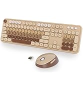 Fogruaden Wireless Keyboard and Mouse Combo, Retro Typewriter Full-Size Keyboard with Number Pad ...