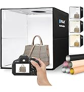 Professional product photography setup showing a white lightbox studio with multiple views of a handbag, featuring adjustable lighting and camera positioning.