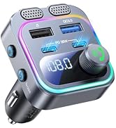 Bluetooth 5.4 FM Transmitter Car Adapter 60W Fast Charger, [Reinforced Dual Microphone & DEEP BAS...