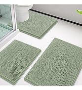Smiry Bathroom Rugs Sets 3 Piece, Soft Absorbent Chenille Bath Mat and U-Shaped Contour Toilet Ru...