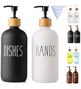 LOOCHICA 2 Pack Glass Soap Dispenser Set, Hand and Dish Glass Soap Dispensers for Kitchen Sink, K...