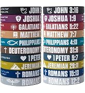 CYCLUSIVE 12 Pieces Christian Bible Verses Silicone Wristbands-Popular Bible Verses Faith Rubber ...