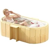HLCZLUZ Portable Foldable Bathtub, Freestanding Bathtub No Installation, Bathroom SPA Soaking Bat...