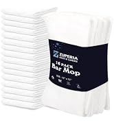 ZUPERIA Premium Bar Mop 16 Pack (12 x 12) - 100% Cotton Cleaning Towels Made with Ribbed Design f...