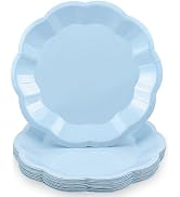 NatNarr 30pcs Light Blue Plates,9inch Scalloped Blue Dessert Dinner Plates Cute Disposable Party ...