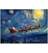 500 Piece Christmas Jigsaw Puzzle for Adults – Santa Claus Sleigh & Reindeer in Starry Night, 21"...