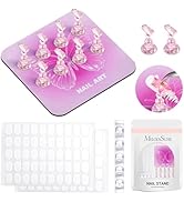 MelodySusie Nail Stand for Press Ons, Super Pink Metal Square With Butterfly Pattern Magnetic Bas...