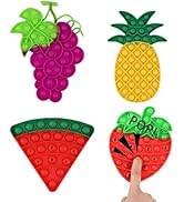 4 Pack Fidget Toys Fruit Silicone Sensory Fidget Poppers Push Bubble Toy, Stress Relief for Autis...