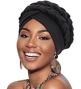 DRESHOW African Women Turban Caps Cotton Beanie Twist Headscarf Pre-Tied Double Twisted Braids Wr...