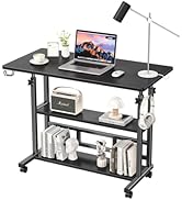 Adjustable Height Standing Desk, Rolling Stand Up Desk with Storage Shelves, 31.5