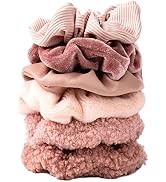 Scrunchies for Women Girls 6Pcs Large Velvet Scrunchies for Long Thick Hair Ultra Textured Soft C...